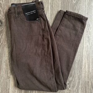 Banana Republic Brown Plaid Mid-Rise Skinny Jeans Pants